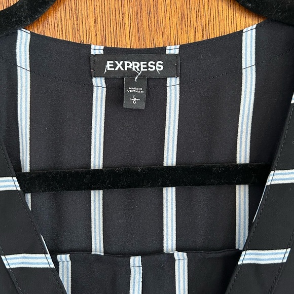 Express Women's Navy Top with Blue and White Stripes - Picture 2 of 6